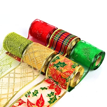Vibrant Christmas Ribbons Set for Gifts and Crafts