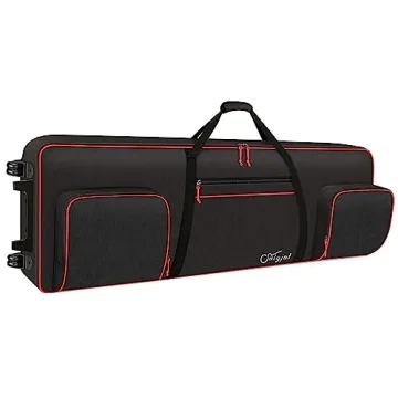 SNIGJAT 88 Key Keyboard Case with Wheels (Interior: 57.2"x18.2"x6.8"), Padded Rolling Piano Case wit...