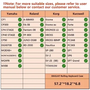 SNIGJAT 88 Key Keyboard Case with Wheels (Interior: 57.2"x18.2"x6.8"), Padded Rolling Piano Case with Adjustable Shoulder Straps and Sturdy Pull Handle, 88 Key Keyboard Gig Bag with 3-Pocket Storage