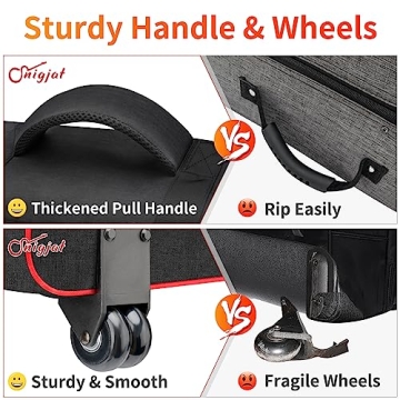 SNIGJAT 88 Key Keyboard Case with Wheels (Interior: 57.2"x18.2"x6.8"), Padded Rolling Piano Case with Adjustable Shoulder Straps and Sturdy Pull Handle, 88 Key Keyboard Gig Bag with 3-Pocket Storage