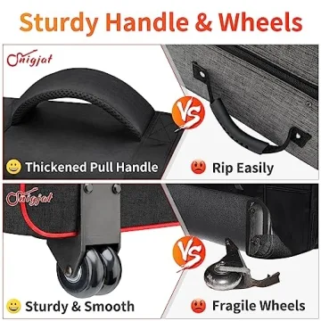 SNIGJAT 88 Key Keyboard Case with Wheels (Interior: 57.2"x18.2"x6.8"), Padded Rolling Piano Case with Adjustable Shoulder Straps and Sturdy Pull Handle, 88 Key Keyboard Gig Bag with 3-Pocket Storage