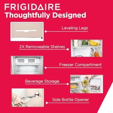 Frigidaire Retro Compact Fridge with Chiller, 3.2 cu ft Countertop Fridge with Built-In Bottle Opener, Compact Refrigerator for Office, Bedroom, Dorm Room or Cabin - 16.5" D x 19" W x 31" H (Coral)