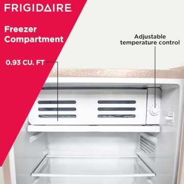 Frigidaire Retro Compact Fridge with Chiller, 3.2 cu ft Countertop Fridge with Built-In Bottle Opener, Compact Refrigerator for Office, Bedroom, Dorm Room or Cabin - 16.5" D x 19" W x 31" H (Coral)