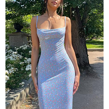 Women Floral Spaghetti Strap Maxi Dress for Summer Style