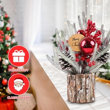 Mini Eucalyptus Christmas Tree with Red Berries Pine Cones Decor