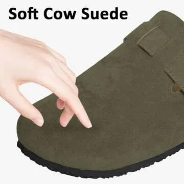 WINSEAD Clogs for Women Men Dupes Unisex Slip-on Potato Shoes Footbed Suede Cork Clogs and Mules Green