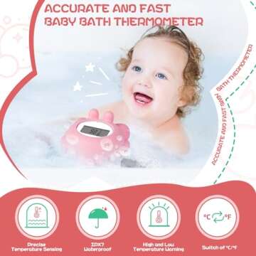 Pircaath Baby Bath Thermometer Baby Safety, Digital Bath Tub Thermometer with Temperature Alarm, Baby Water Thermometer & Room Thermometer, Baby Bath Thermometer Floating Toy for Infants, Newborn