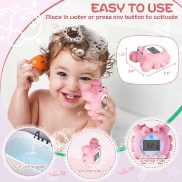 Pircaath Baby Bath Thermometer Baby Safety, Digital Bath Tub Thermometer with Temperature Alarm, Baby Water Thermometer & Room Thermometer, Baby Bath Thermometer Floating Toy for Infants, Newborn