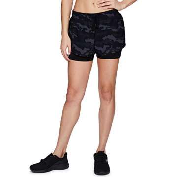 RBX Active Women's Athletic Training Quick Dry Camo Print Workout Running Shorts