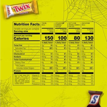 55 Count SNICKERS, SKITTLES Gummies, TWIX & LIFE SAVERS Halloween Candy Variety Pack, Perfect for Pa...