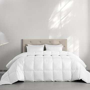 HOMBYS Feather and Down Comforter, Oversized King Comforter 120 x 128, White Extra Large Duvet Insert for All Season, 100% Cotton Cover Down Proof with Corner Tabs