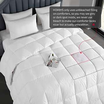 HOMBYS Feather and Down Comforter, Oversized King Comforter 120 x 128, White Extra Large Duvet Insert for All Season, 100% Cotton Cover Down Proof with Corner Tabs