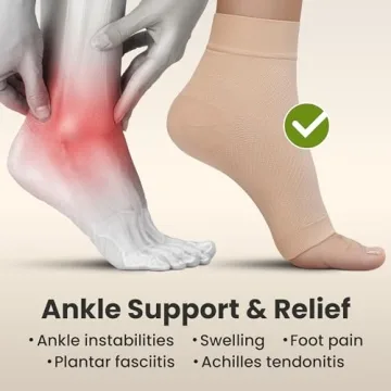 KEMFORD Ankle Compression Sleeve for Pain Relief and Support