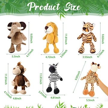 Jungle Animal Toys Set - 6 Plush Safari Animals for Kids
