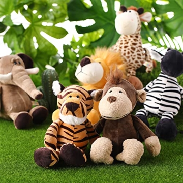 Jungle Animal Toys Set - 6 Plush Safari Animals for Kids
