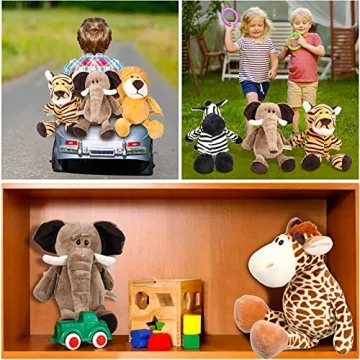 Jungle Animal Toys Set - 6 Plush Safari Animals for Kids
