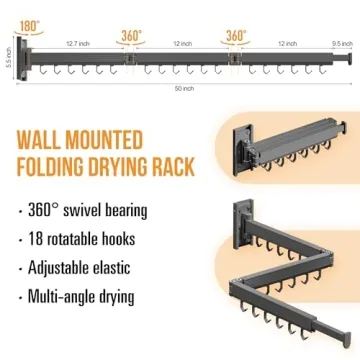 LIENAHU Folding Wall Mounted Drying Rack for Laundry