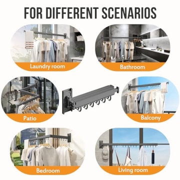 LIENAHU Folding Wall Mounted Drying Rack for Laundry