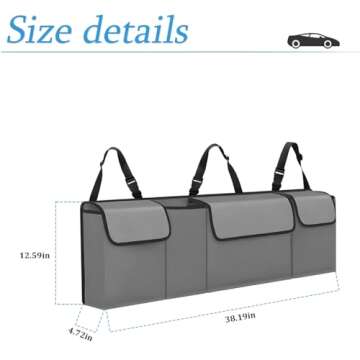 AUCELI Car Trunk Organizer, Backseat Hanging Large Storage with Adjustable Straps, Waterproof Collap...