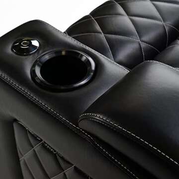 Valencia Oslo XL Home Theater Seating | Premium Top Grain Italian Nappa 11000 Leather, Power Recliner, Power Headrest, Power Lumbar Support, Extra Space, with Center Console (Row of 3, Black)