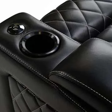 Valencia Oslo XL Home Theater Seating | Premium Top Grain Italian Nappa 11000 Leather, Power Recliner, Power Headrest, Power Lumbar Support, Extra Space, with Center Console (Row of 3, Black)