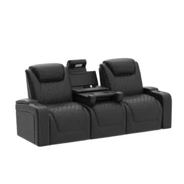 Valencia Oslo XL Home Theater Seating | Premium Top Grain Italian Nappa 11000 Leather, Power Recliner, Power Headrest, Power Lumbar Support, Extra Space, with Center Console (Row of 3, Black)