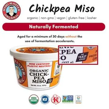 Miso Master Organic Chickpea Miso, Soy-Free, Gluten-Free, Organic, Non-GMO, Vegan, Kosher, Vegan White Miso Paste, 16 oz tub