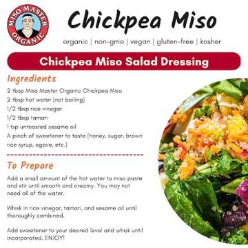 Miso Master Organic Chickpea Miso, Soy-Free, Gluten-Free, Organic, Non-GMO, Vegan, Kosher, Vegan White Miso Paste, 16 oz tub