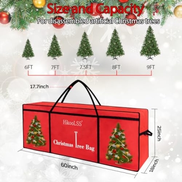 HikooLSS Red Christmas Tree Storage Bag 7.5Ft