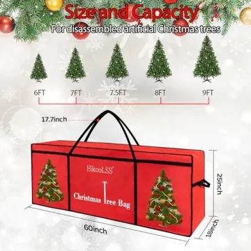 HikooLSS Red Christmas Tree Storage Bag 7.5Ft