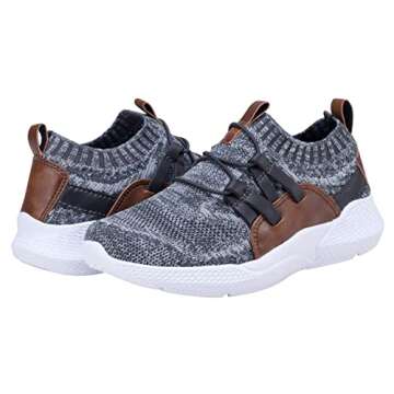 COODO Boy's Breathable Sneakers Kids Casual Sport Shoes (1 Little Kid,Grey Brown)
