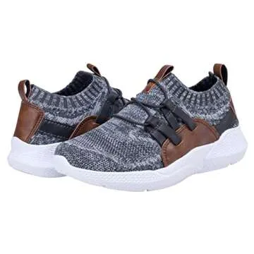 COODO Boy's Breathable Sneakers Kids Casual Sport Shoes (1 Little Kid,Grey Brown)