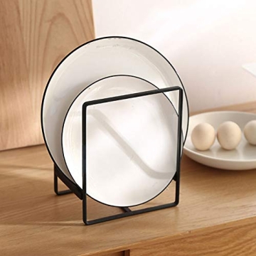 MINGFANITY Plate Holders Organizer - Stylish Metal Storage Rack