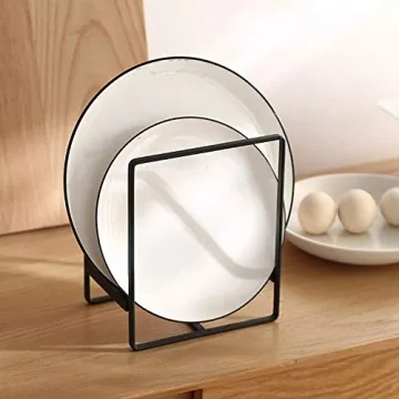 MINGFANITY Plate Holders Organizer - Stylish Metal Storage Rack
