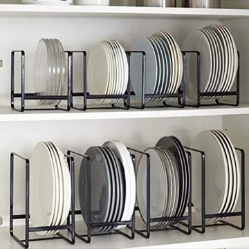 MINGFANITY Plate Holders Organizer - Stylish Metal Storage Rack