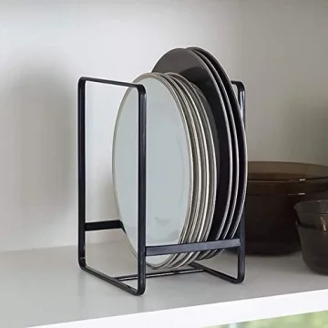 MINGFANITY Plate Holders Organizer - Stylish Metal Storage Rack
