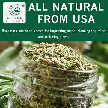 SPICES VILLAGE Whole Rosemary Leaves [ 4 oz ] – Natural Whole Rosemary for Cooking and Tea, Pure Mediterranean Seasoning - Kosher, Gluten Free, Vegan, Non GMO, Resealable Bulk Bag