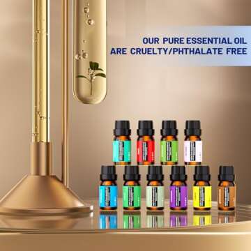 Essential Oil Diffuser Gift Set,10 Essential Oil,550ml Oil Diffuser & Essential Oil Diffusers with 4 Timer &Auto Shut-Off for & 15 Ambient Light Settings