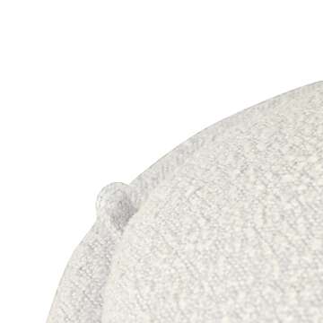 HomePop Storage Round Ottoman with Removable Lid Home Décor|Upholstered Round Foot Rest Ottoman - Cream Boucle