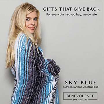 Benevolence LA Authentic Handwoven Mexican Blanket | Yoga Blankets, Outdoor, Picnic, Beach, Camping ...