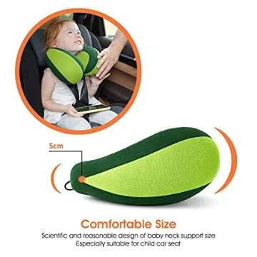 INFANZIA Kids Chin Supporting Travel Neck Pillow, Helps Support Head and Neck, Comfortably Designed for Head, Neck, and Chin Support - Gifts for Toddler/Child/Kids, Green