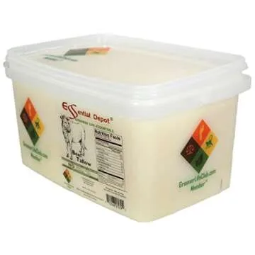 Beef Tallow - 7 lbs in a PP Pail - Grass Fed - Non-GMO - Keto Friendly - Food Grade - Free from Lactose-Gluten-Glutamate-BSE - PP microwavable container, resealable lid & removable handle