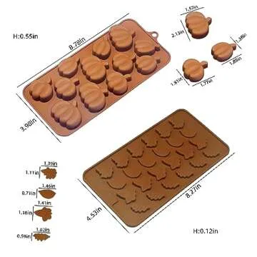 EDUEE Fall Chocolate Molds 4 Pieces Silicone Pumpkin Candy Mold Maple Leaf Shaped Fondant Molds for ...
