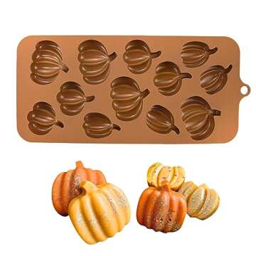 EDUEE Fall Chocolate Molds 4 Pieces Silicone Pumpkin Candy Mold Maple Leaf Shaped Fondant Molds for Thanksgiving Halloween Autumn Harvest Cupcake Cake Topper Decoration