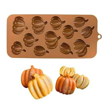 EDUEE Fall Chocolate Molds 4 Pieces Silicone Pumpkin Candy Mold Maple Leaf Shaped Fondant Molds for Thanksgiving Halloween Autumn Harvest Cupcake Cake Topper Decoration