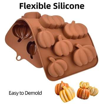 EDUEE Fall Chocolate Molds 4 Pieces Silicone Pumpkin Candy Mold Maple Leaf Shaped Fondant Molds for Thanksgiving Halloween Autumn Harvest Cupcake Cake Topper Decoration
