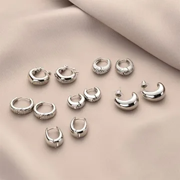 Wgoud Chunky Huggie Hoop Earrings for All Occasions