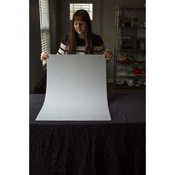 Bessie Bakes Super-Thin & Pliable Simple White Textured Replicated Photography Backdrop 2 Feet Wide x 3 Feet Long