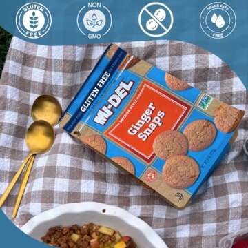 Mi-Del Ginger Snaps Gluten Free - Crunchy Gluten Free Ginger Cookies Made with Real Ginger - Swedish Ginger Snaps Cookies Old Fashioned - Non-GMO Certified, 0g Trans Fat, Healthy Cookies (Pack of 8)