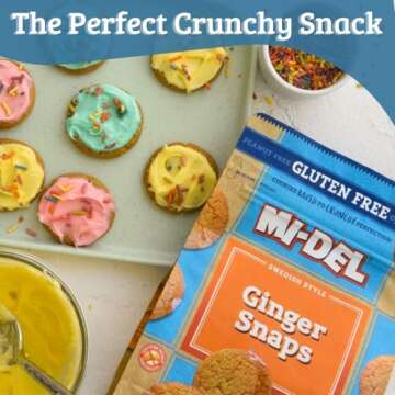 Mi-Del Ginger Snaps Gluten Free - Crunchy Gluten Free Ginger Cookies Made with Real Ginger - Swedish Ginger Snaps Cookies Old Fashioned - Non-GMO Certified, 0g Trans Fat, Healthy Cookies (Pack of 8)